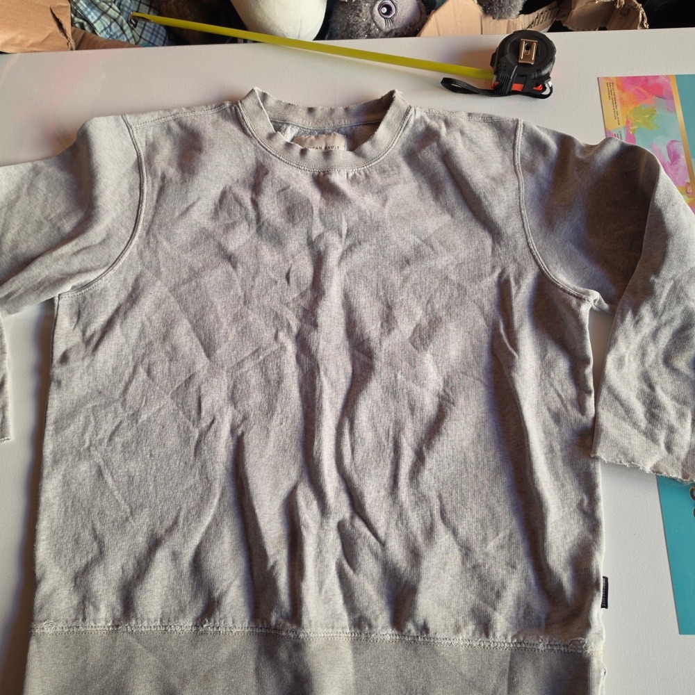 American Eagle Mens Super Soft Crewneck Sweatshirt Gray Cut Off Sleeve Size M